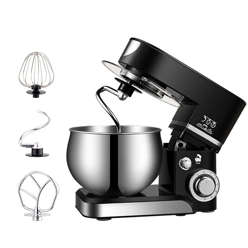 5L Stainless Bowl Electric Stand Mixer Food Blender Egg Whisk Cream Beater Cake Dough Kneading Machine Black AU Plug
