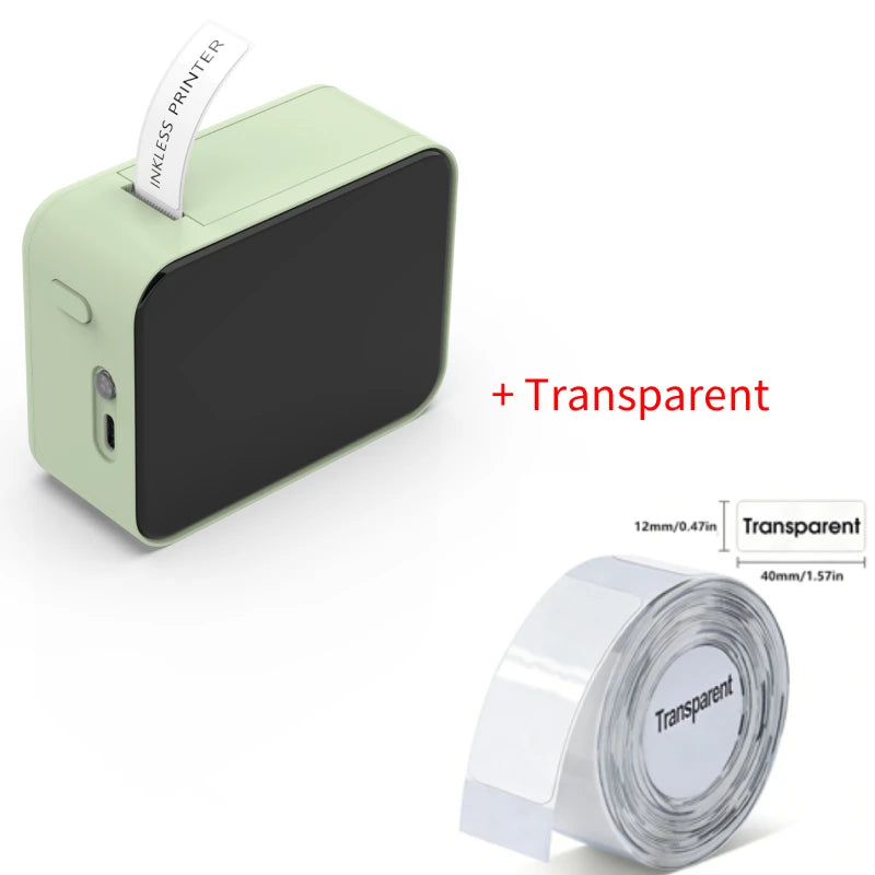 P15 Mini Portable Thermal Printer Wireless Bluetooth-Compatible Label Maker Sticker Machine Home Office Tags Green 1 Roll