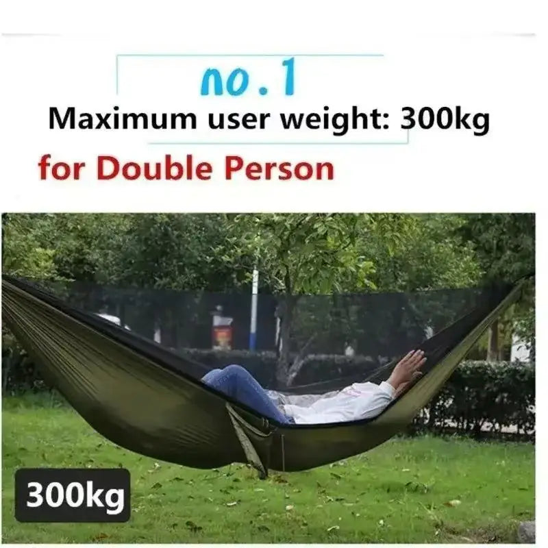 Outdoor Hammock 250 x 120 cm Lightweight Parachute Fabric Single-Person Army Green