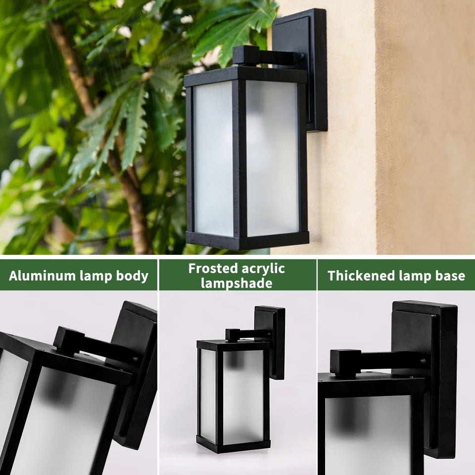 Outdoor LED Wall Light 9W Vintage Striped Black Aluminum IP65 Waterproof