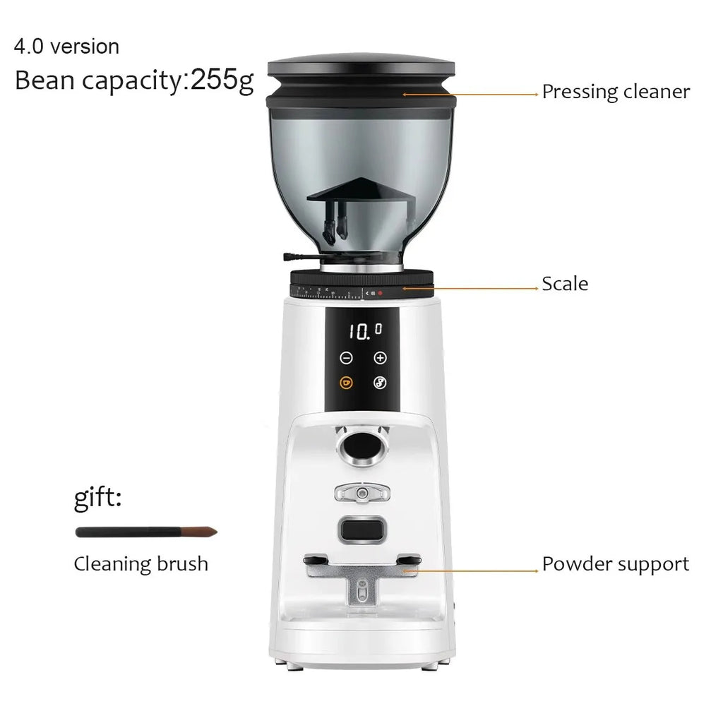 Electric Coffee Grinder 220V Automatic Coffee Bean Grinder Adjustable Quantity White AU Plug Home Use