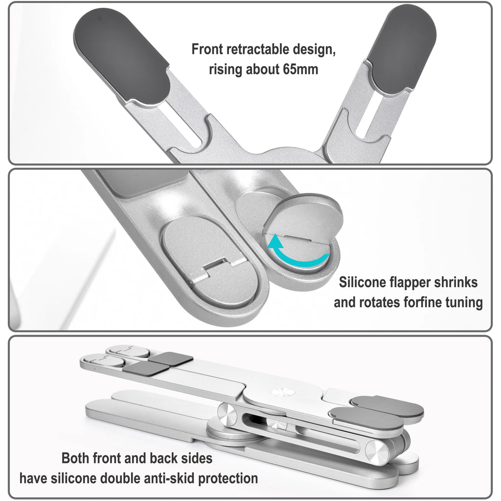 Foldable Laptop Stand 360° Rotation Adjustable Aluminum Alloy X Type Bracket Portable Holder for 25.4-43cm Laptops Silver
