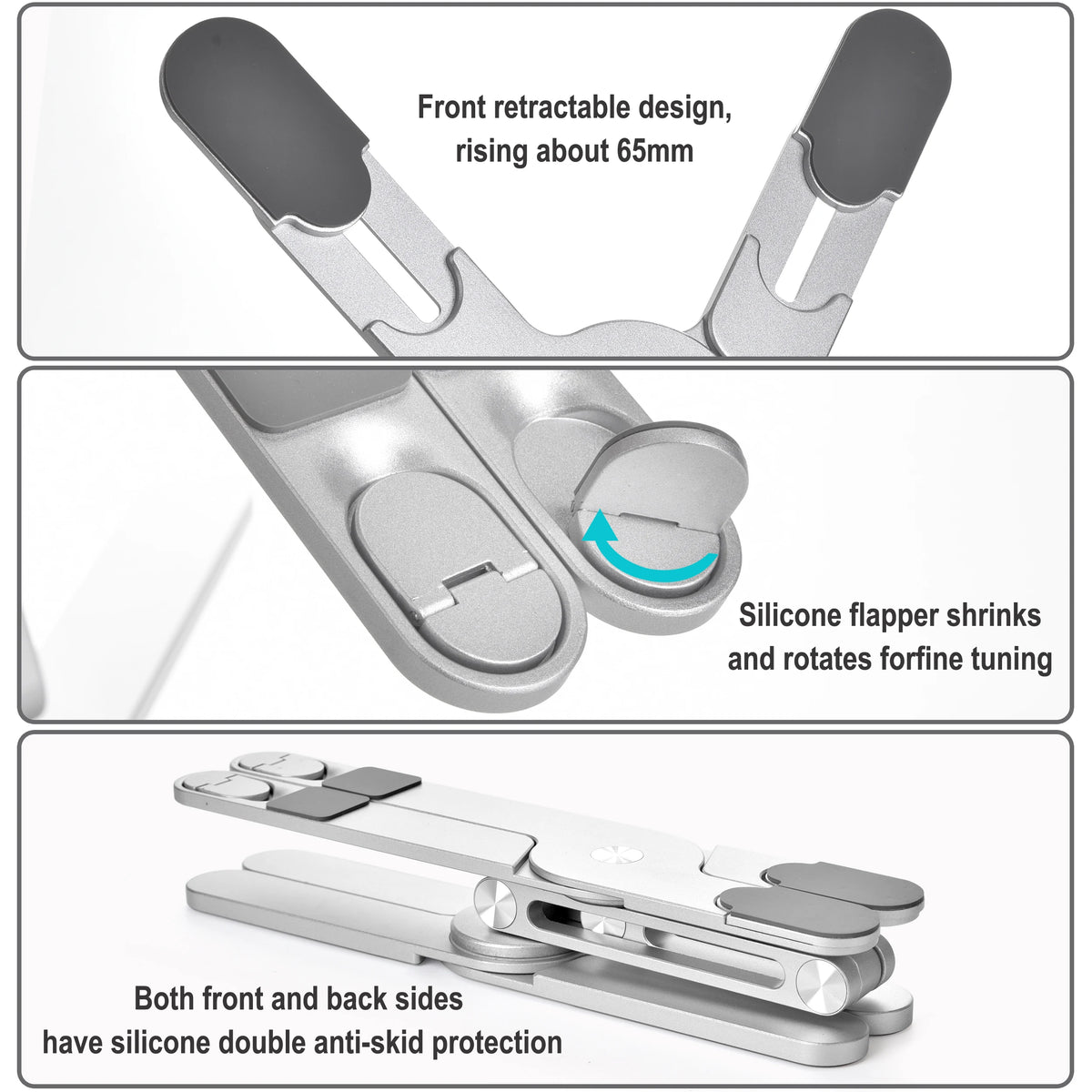 Foldable Laptop Stand 360° Rotation Adjustable Aluminum Alloy X Type Bracket Portable Holder for 25.4-43cm Laptops Silver