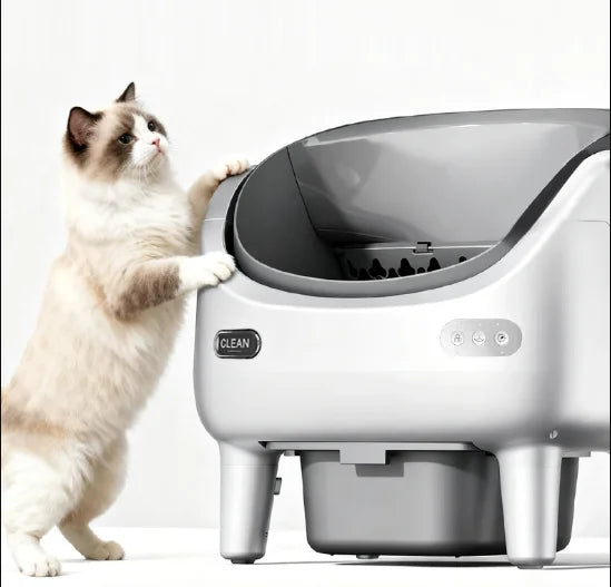 10L Automatic Cat Litter Box Smart App Control Self Cleaning Pet Toilet Odor Control Easy Clean Cat Litter Tray White
