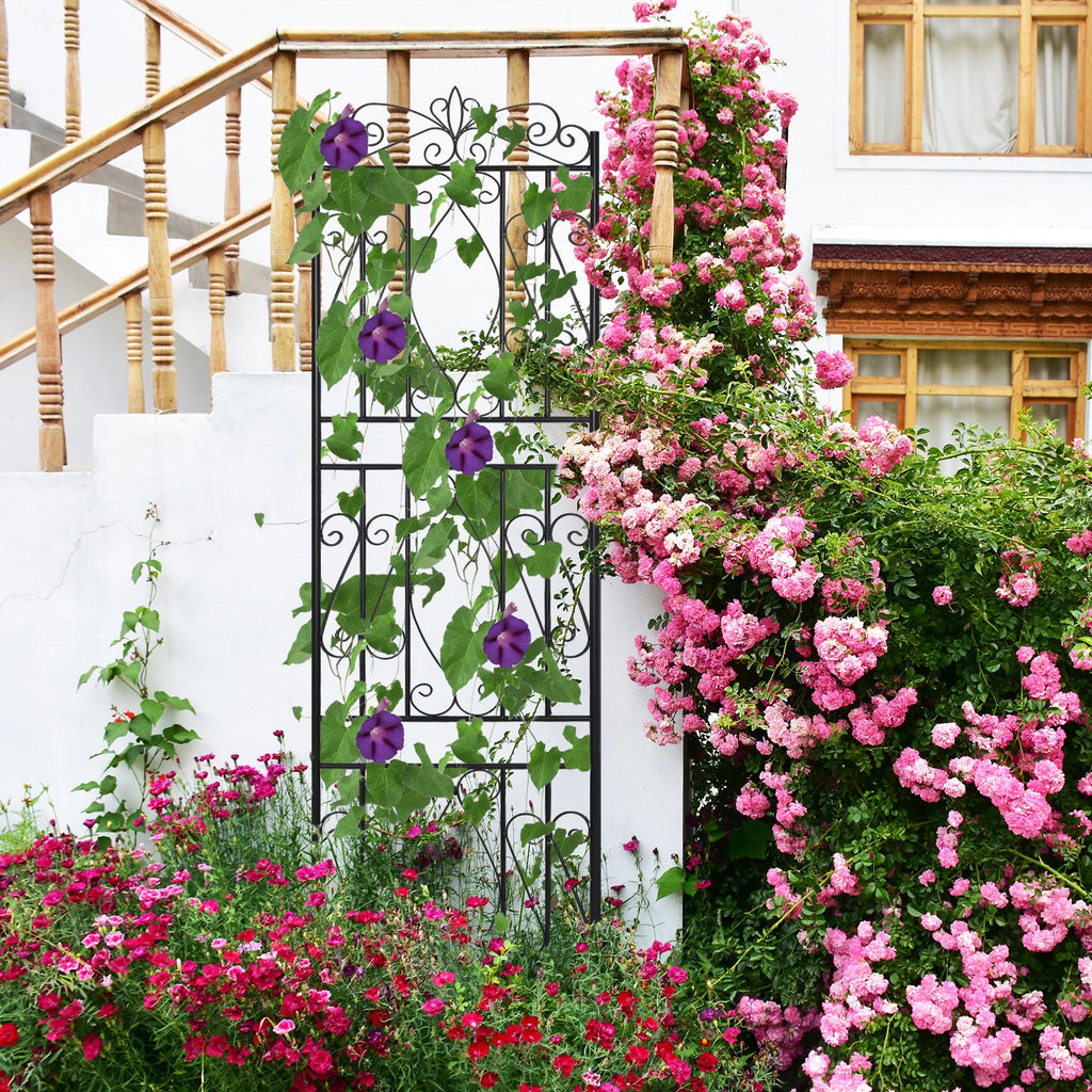 Garden Trellis Set of 2 Outdoor Privacy Trellis Climbing Plant and Vine Support For Vines, Vegetables and Flowers Black 50x159cm