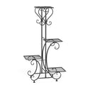 Plant Stand 4 Tier Metal Flower Pot Display Rack Indoor Outdoor Garden Patio Shelf Black 52.5x34.5x93.5cm