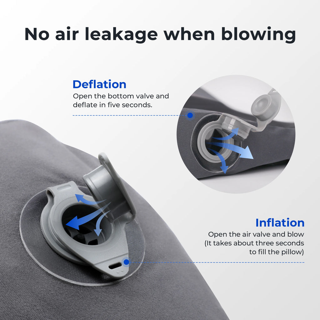Inflatable Camping Pillow Ergonomic Travel Pillow Lightweight Washable Cushion for Home Outdoor Hiking Camping Black 42×30×10cm