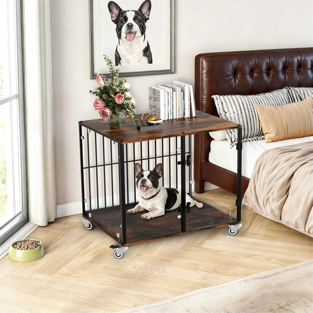 Dog Kennel Welded Metal Playpen Large Animal Cage for Outdoor And Indoor Use Pet 77x60x65cm