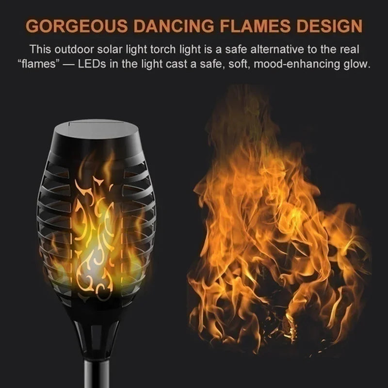 Solar Flame Torch Lights 10 Pack Waterproof LED Garden Path Lights Flickering Outdoor Landscape Lamps