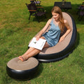 Inflatable Lazy Couch Sofa Chair Foldable Recliner Outdoor Air Bed with Footstool Coffee