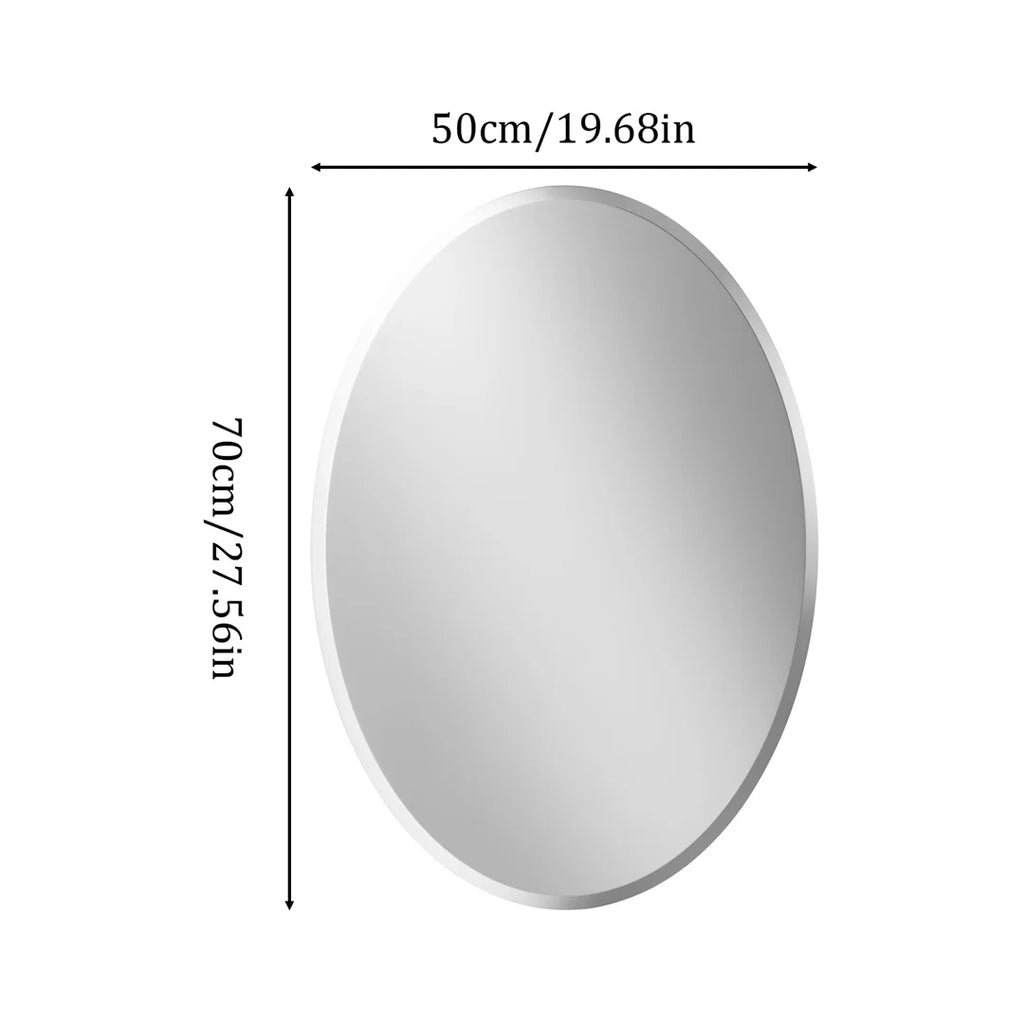 Frameless Oval Wall Mirror 50x70cm Silver Beveled Edge Vanity Mirror Decorative Home Wall Mirror