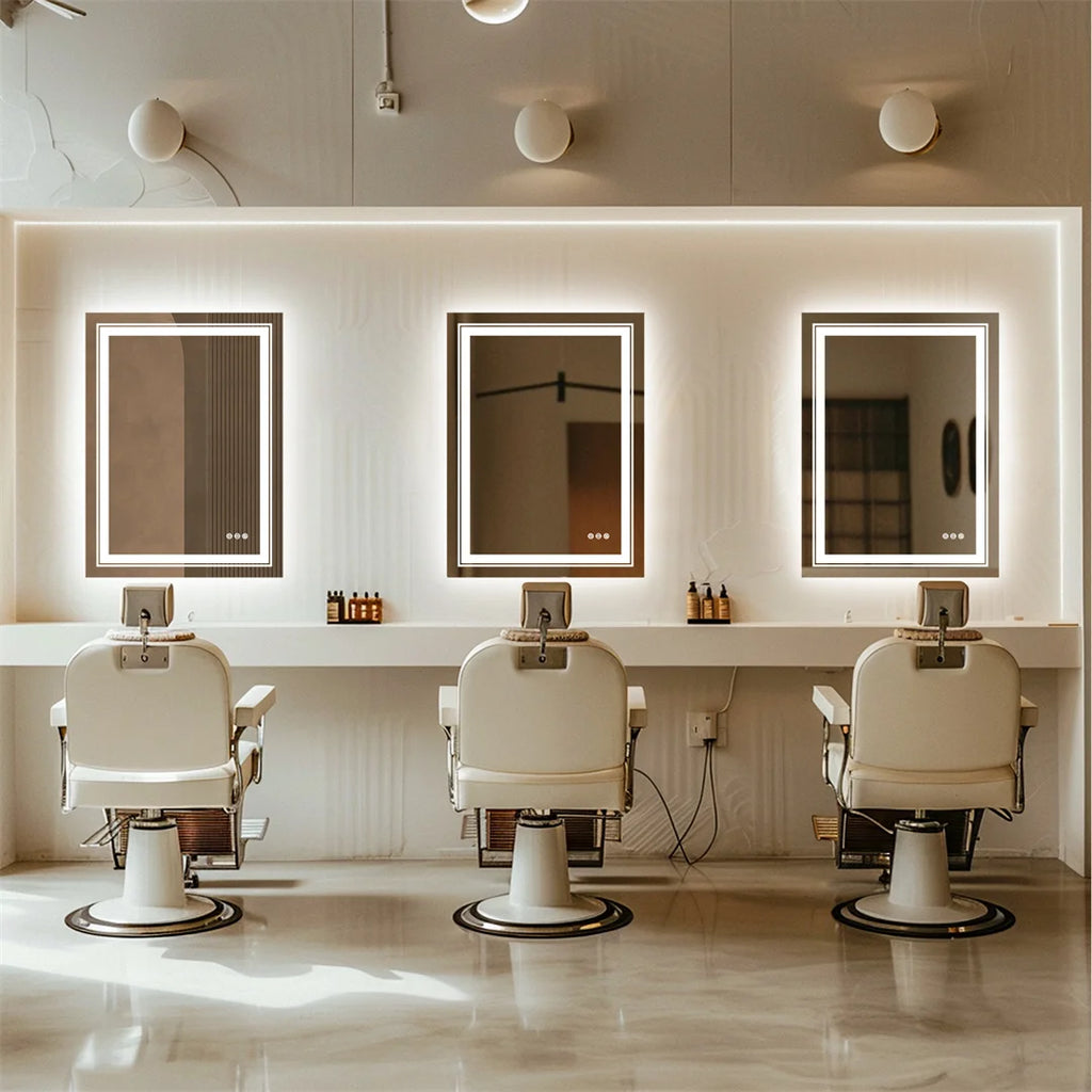 Bathroom Mirror LED Waterproof Dimmable Double Light Vanity Mirror 70x90cm