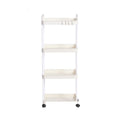 4 Tier Rolling Storage Cart Multi Layer Organizer Rack with Wheels Kitchen Bathroom Bedroom Storage Shelf White 23.5 × 36 × 94cm