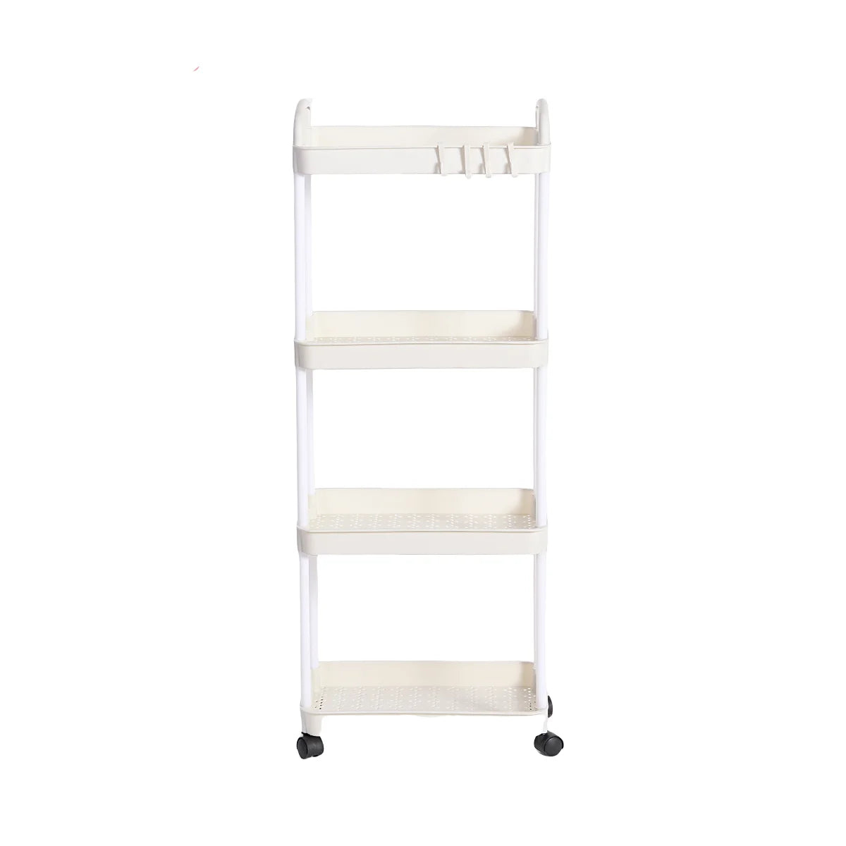 4 Tier Rolling Storage Cart Multi Layer Organizer Rack with Wheels Kitchen Bathroom Bedroom Storage Shelf White 23.5 × 36 × 94cm