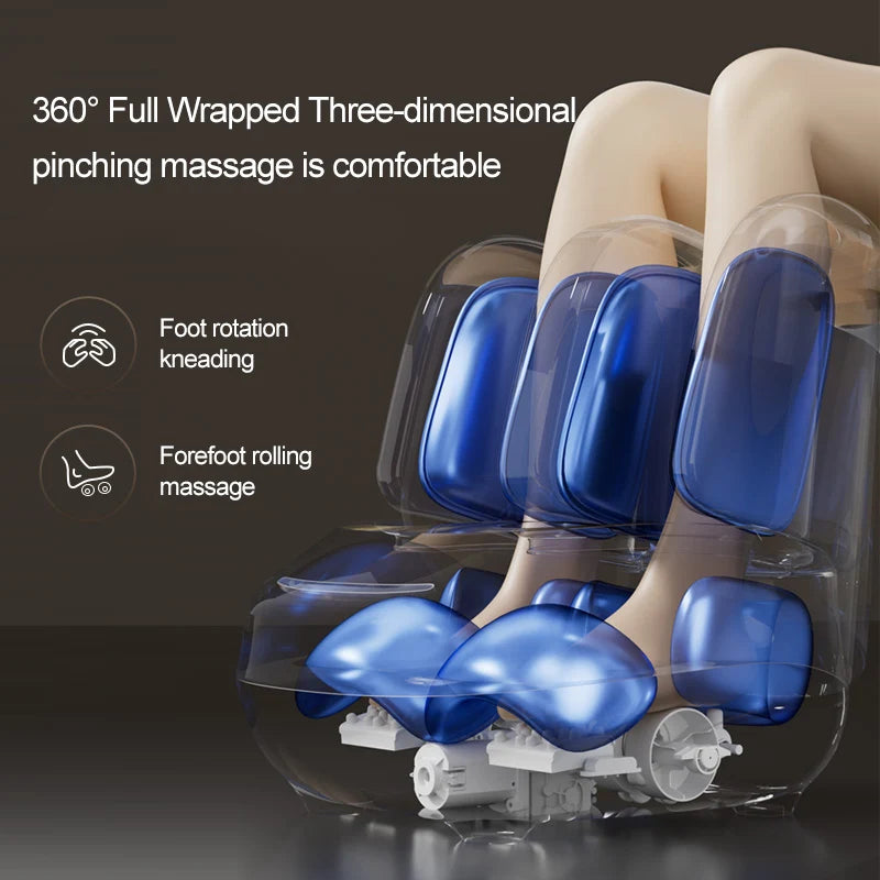 Electric Foot Massager Machine Air Pressure Heat Vibration Roller Kneading Leg Foot Full Wrap Massage Therapy Device Black AU