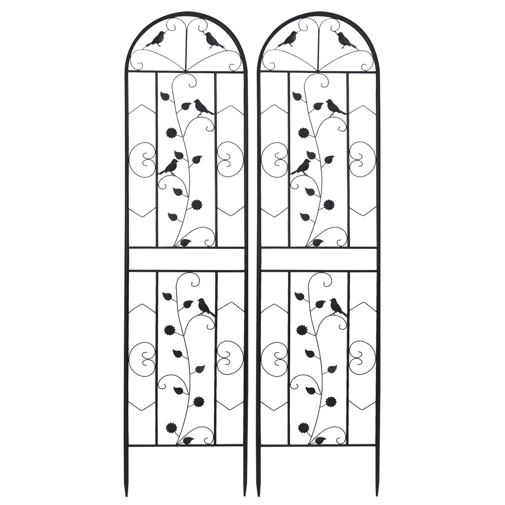 Garden Trellis Set of 2 Outdoor Privacy Trellis Climbing Plant and Vine Support For Vegetables and Flowers 50x210cm Black