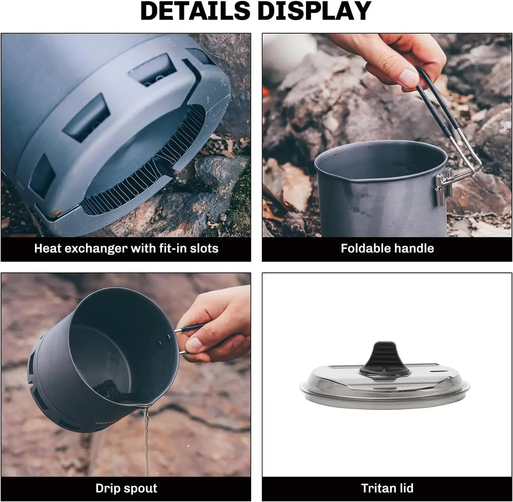 G2 Petrel Ultralight Camping Pot High Efficiency Heat Exchanger Cookware Hiking Travel Outdoor Cooking Pot 750ML