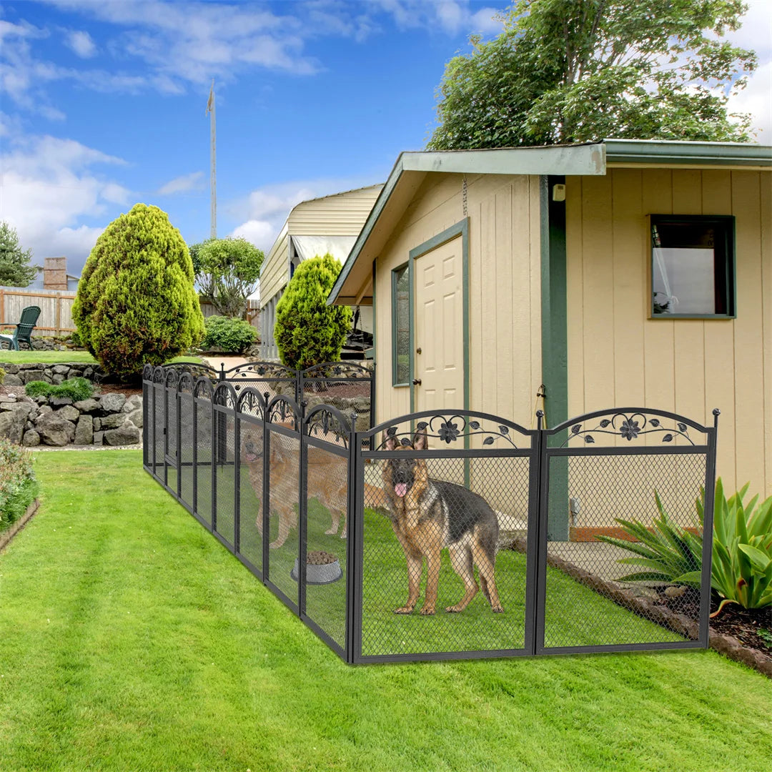 Heavy Duty Dog Playpen 8 Panel 126x126x88cm Metal Fence with Waterproof Pad Indoor Outdoor Puppy Enclosure