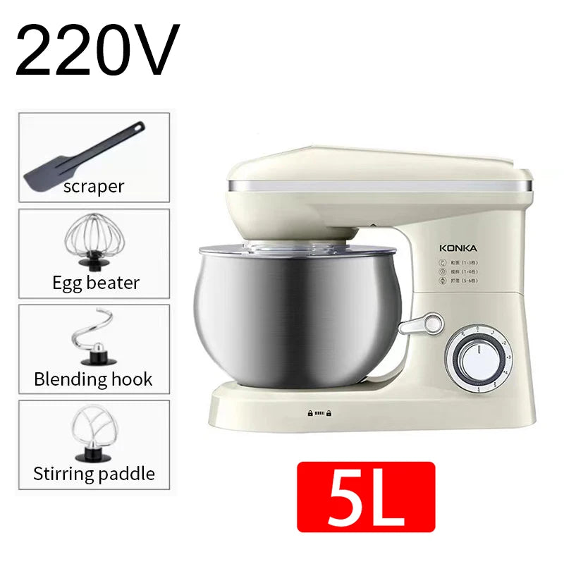 5L Multifunction Stand Mixer Dough Kneading Machine Egg Beater AU Plug 36.8x23x29.5cm Home Kitchen