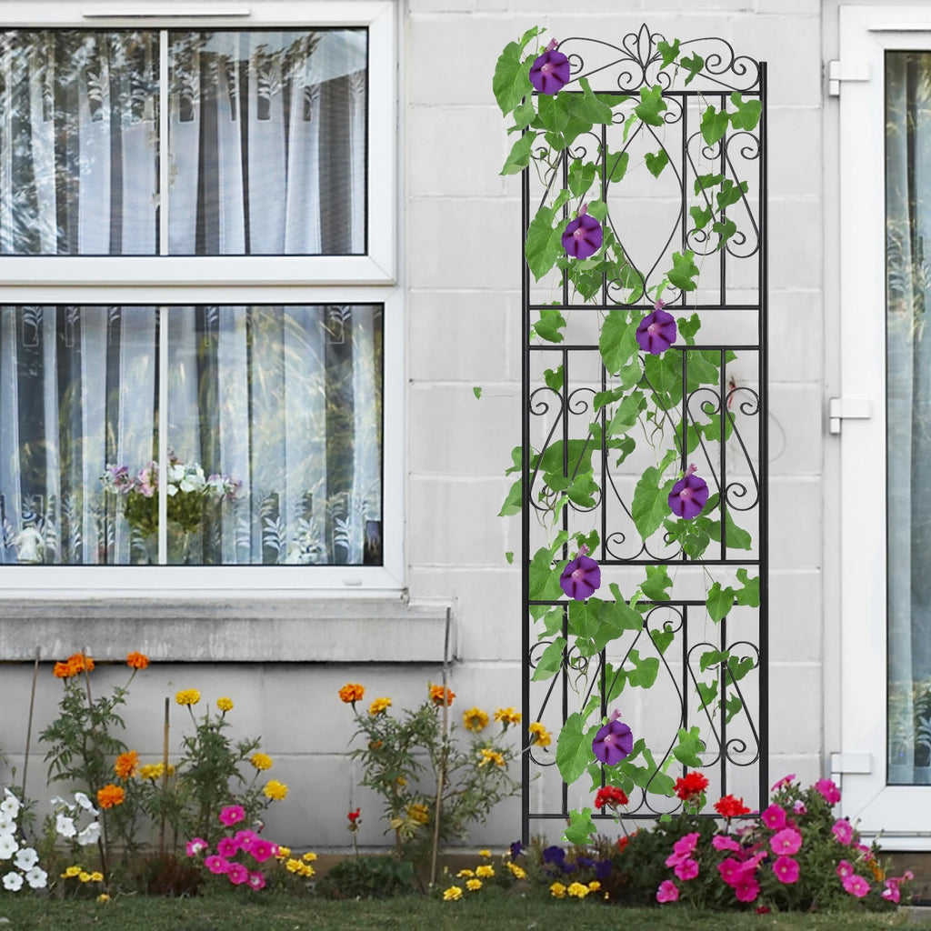 Garden Trellis Set of 2 Outdoor Privacy Trellis Climbing Plant and Vine Support For Vines, Vegetables and Flowers Black 50x159cm