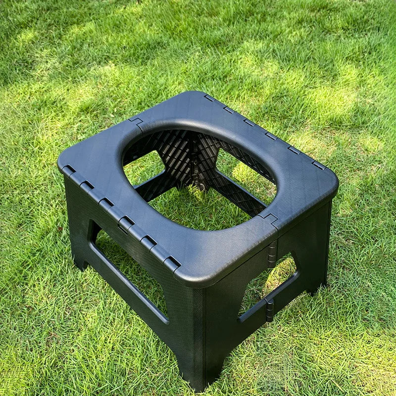 Portable Outdoor Camping Toilet Adult Mobile Toilet Equipment Hiking Travel Camp Supplies Accessory Black 31.5 × 24.5 × 16.5cm