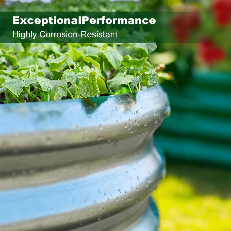 Galvanized Raised Garden Bed Kit Large Oval Metal Planter Box Outdoor Vegetable Flower Growing Garden Bed 120×60×30cm