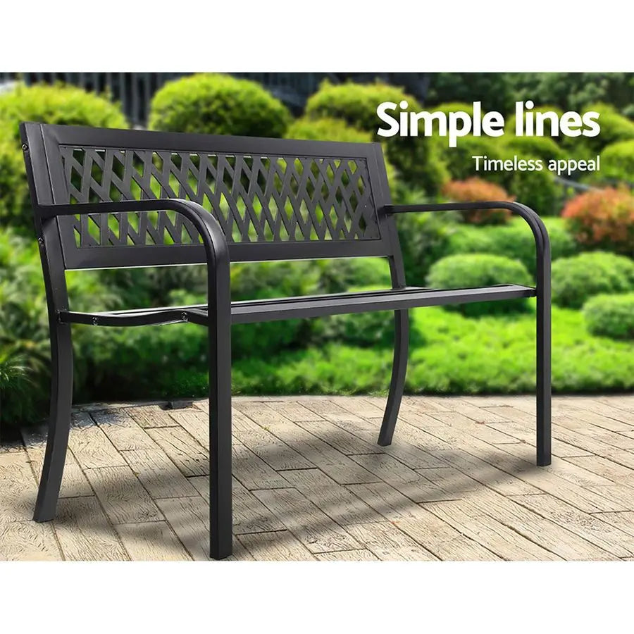 Garden Bench Outdoor Patio Bench Yard Bench 119cm Lounge and Dining Bench for Patio, Porch & Backyard Black 119x52x75.5
