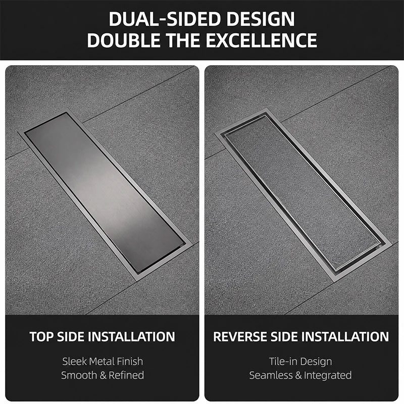 30 × 8cm Stainless Steel Linear Floor Drain Invisible Tile Insert Shower Waste Grate Anti Odor Hair Strainer Bathroom