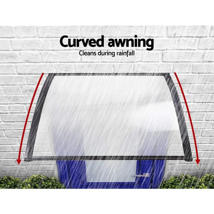 Transparant Window & Door Awning Window Door canopy 1 m x 1.2 m Weatherproof For Patio, Garden, Balcony, Porch