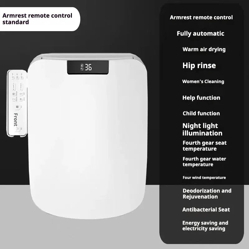 Smart Toilet Seat 51cm Square Electronic Bidet Seat with Heated Wash Drying Standard Open Lid 220-230V