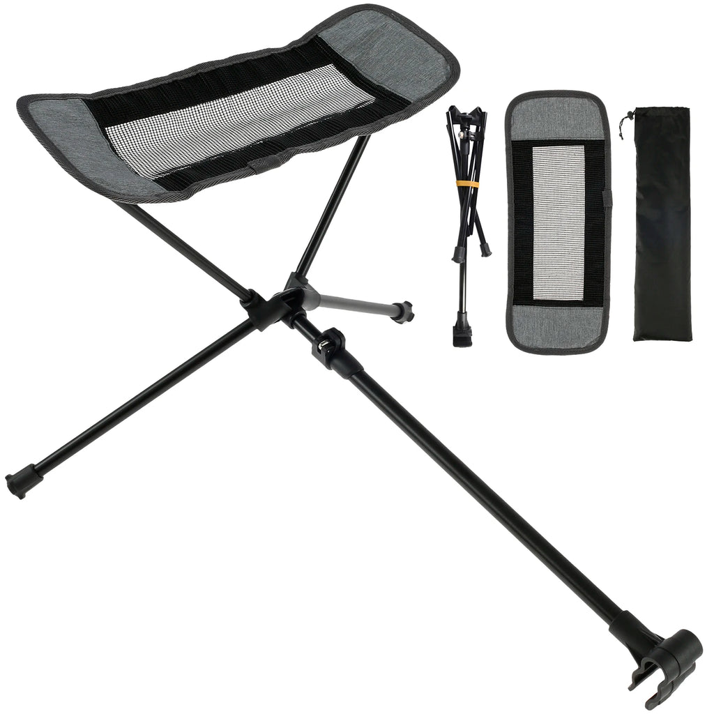 Camping Chair Footrest Portable Foldable Adjustable Foot Rest for Reclining Chair Moon Chair Outdoor Travel Use Grey 44-70cm
