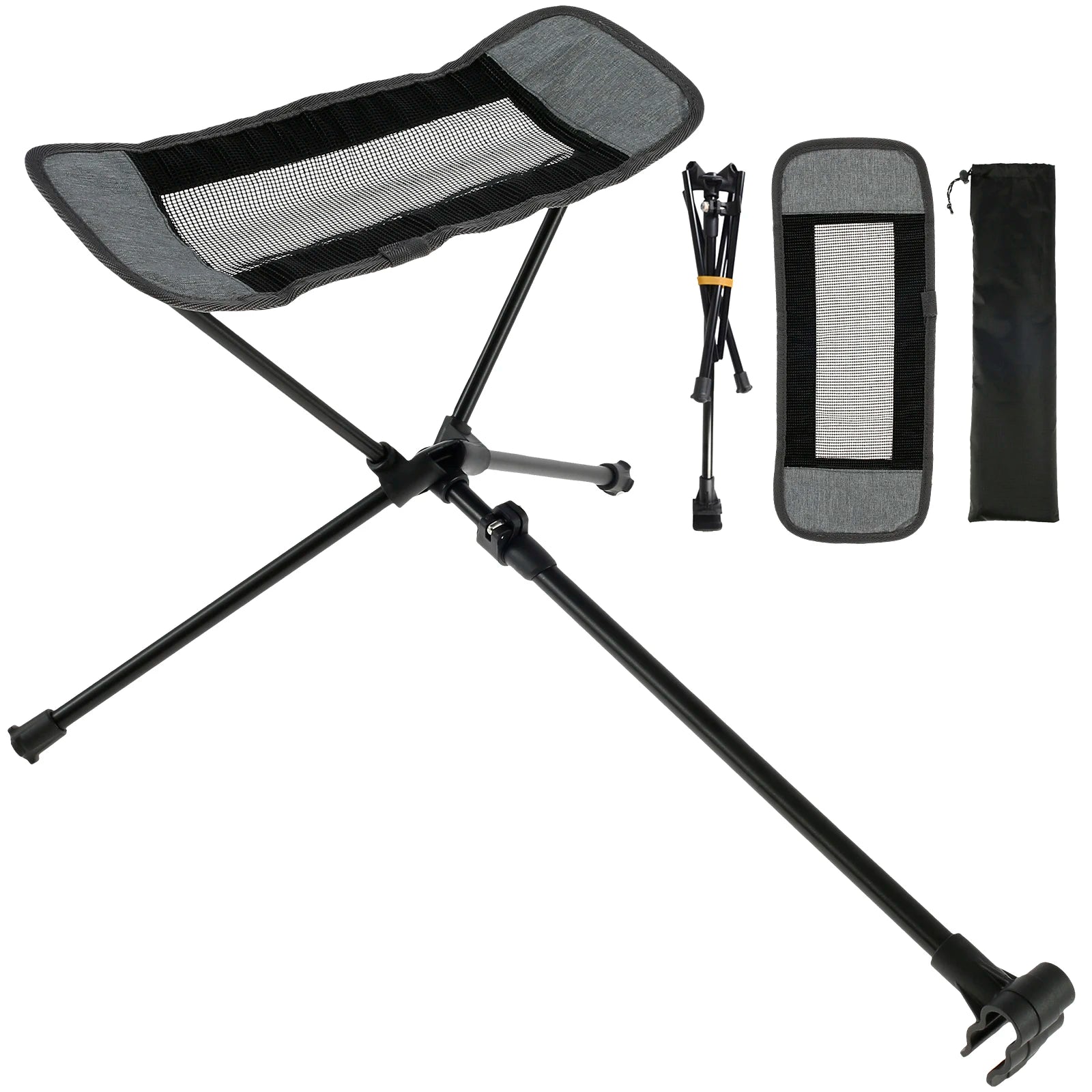 Camping Chair Footrest Portable Foldable Adjustable Foot Rest for Reclining Chair Moon Chair Outdoor Travel Use Grey 44-70cm