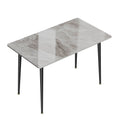 High Gloss Marble Dining Table 4-6 Seat Rectangular Kitchen and Restaurant Table Grey 120 × 70 × 76cm