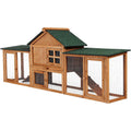 Rabbit Hutch Chook Run Bunny Hutch Rabbit Cage 210cm For Bunny & Chicken Weatherproof With Side Runs, Tray & Ramps Brown and Green