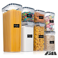 7PCS Food Storage Containers Set BPA Free Plastic Airtight Kitchen Storage Boxes with Labels Stickers Pen 14.5 × 10 × 29cm