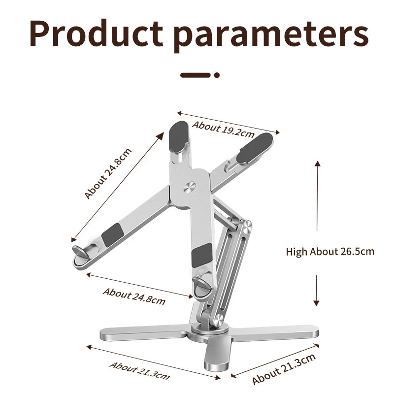 Foldable Laptop Stand 360° Rotation Aluminum Alloy Notebook Holder Portable Tablet Bracket Cooling Heat Dissipation Silver