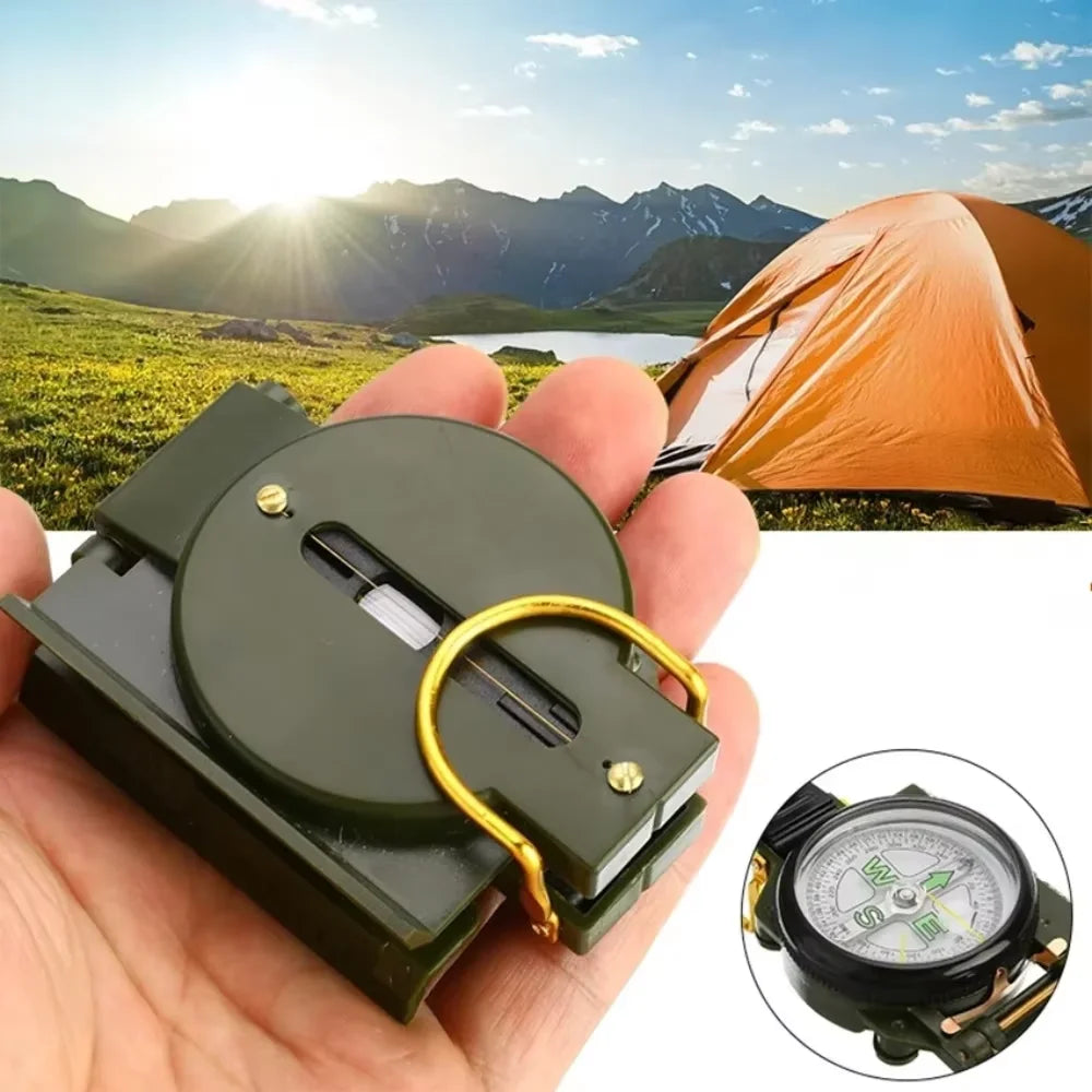 Waterproof High Precision Compass Outdoor Navigation Tool Hiking Mountaineering Military Style Metal Sight Compass 6.2×5.7×7.2cm