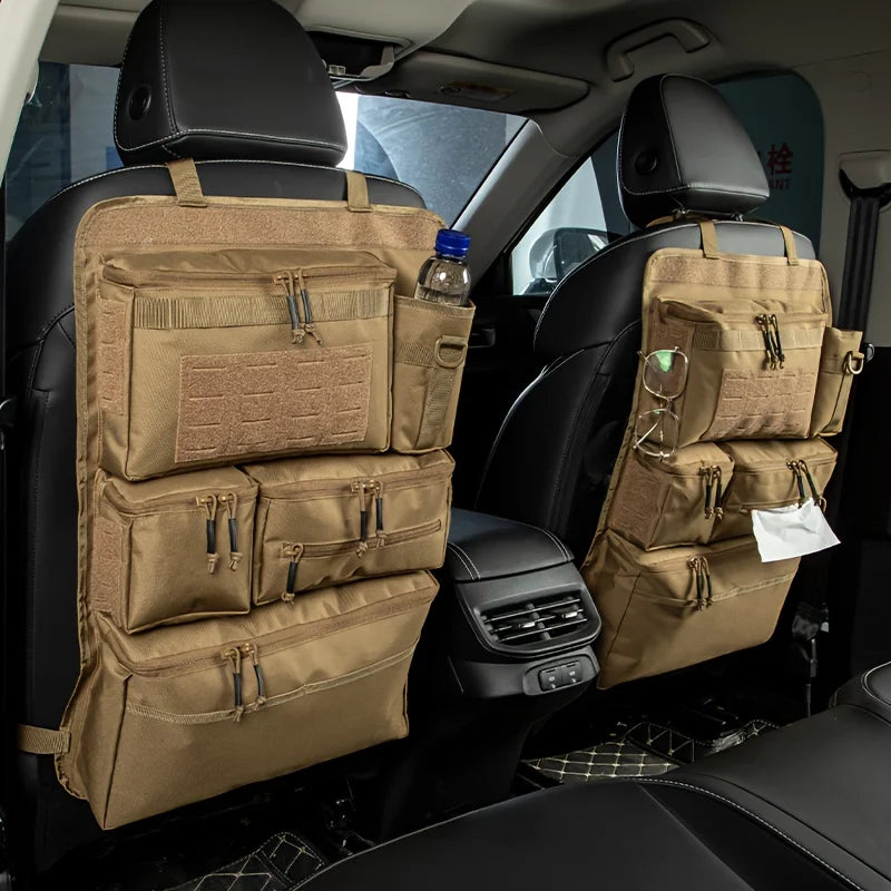 Multifunctional Car Rear Seat Storage Bag Tactical Luggage Organizer Hanging Backseat Travel Storage Bag Wolf Brown
