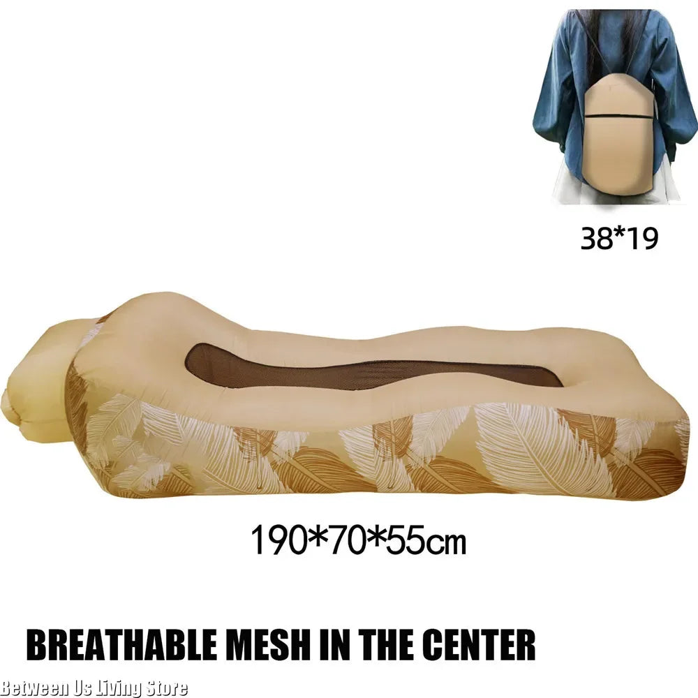 Inflatable Sofa Bed Extra Wide 190 x 70 cm Non-Roll Air Lounger for Beach and Garden
