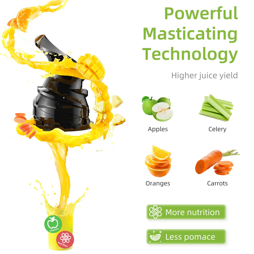 Cold Press Juicer SJ-017 200W Slow Masticating Juice Extractor 78mm Feed Chute 40-65RPM Motor Whole Fruit Juicer AU