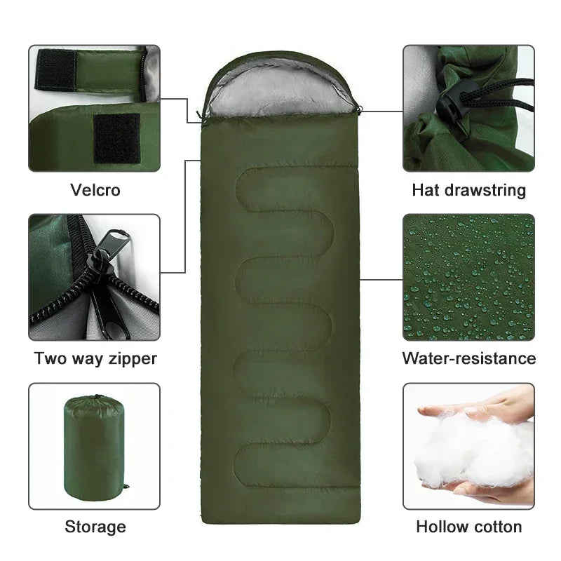 Camping Sleeping Bag 4 Season Waterproof Ultralight Envelope Sleeping Bag for Hiking Backpacking Travel 220x75cm