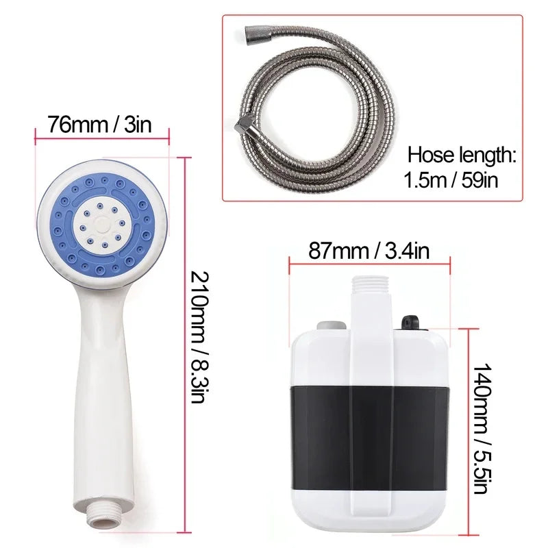 Portable Camping Shower USB Rechargeable Electric Shower Pump Outdoor Car Wash Garden Pet Cleaning Shower Head