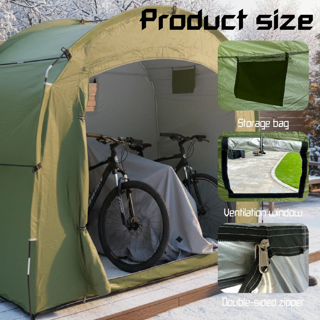 Outdoor Bike Shelter Tent 200x80x165 cm Portable Canopy with Thickened Oxford Cloth Green