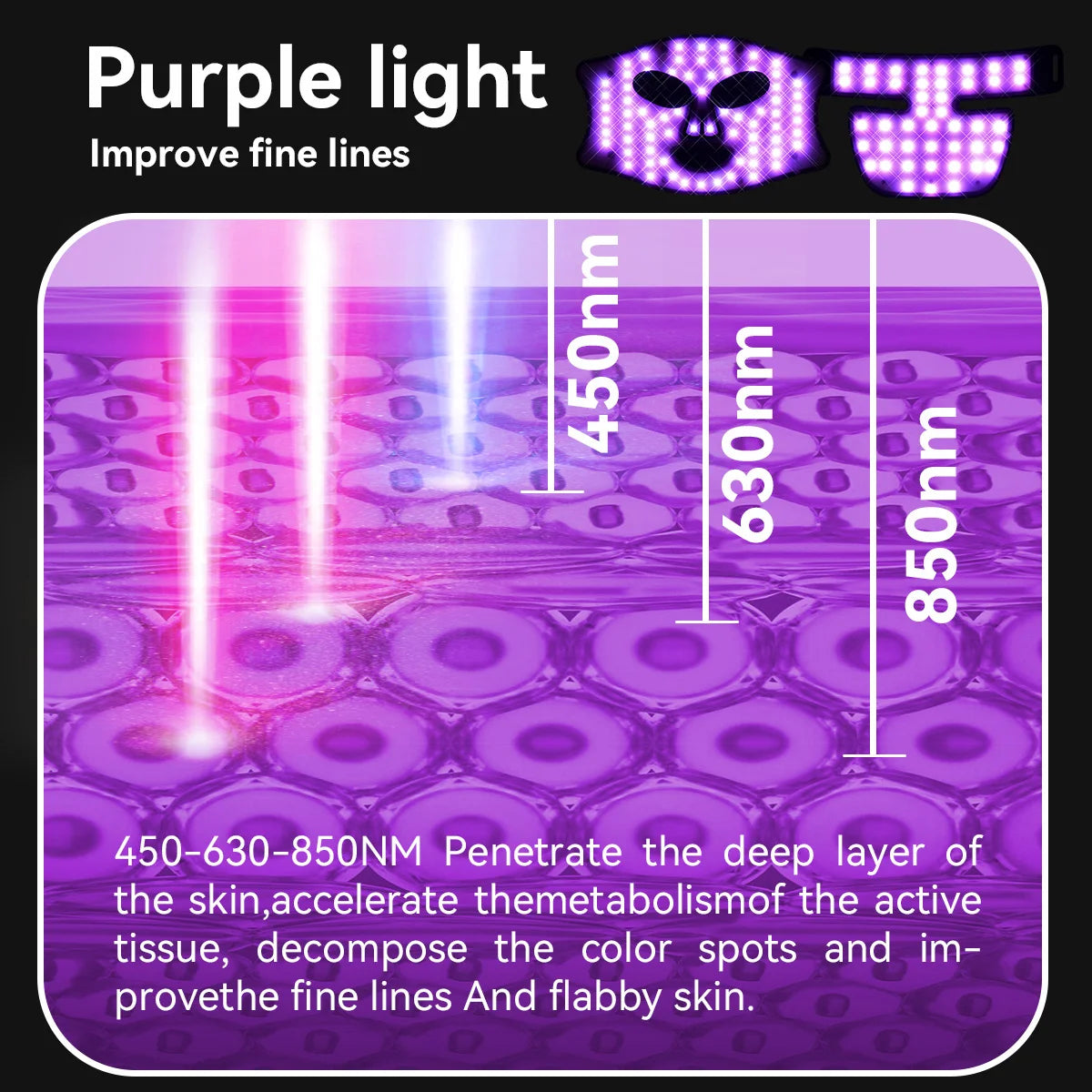 Rechargeable LED Red Light Therapy Face Mask Infrared Skincare Device for Glowing Skin White