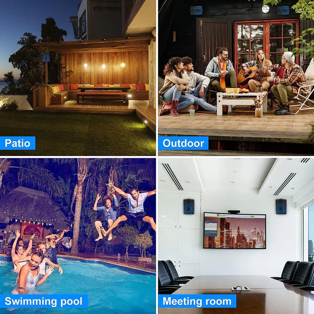 Outdoor Wall Mount Speakers 300W Waterproof Passive Wired Audio System 2 Pack Black 24.3x18.5x16.7cm