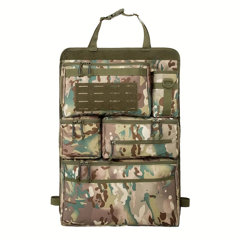 Multifunctional Car Rear Seat Storage Bag Tactical Luggage Organizer Hanging Backseat Travel Storage Bag CP Camouflage