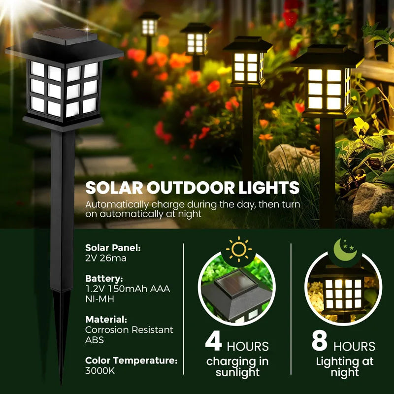 Solar Pathway Lights 8 Pack Waterproof LED Garden Lawn Lights for Walkway Driveway Patio Landscape Warm White