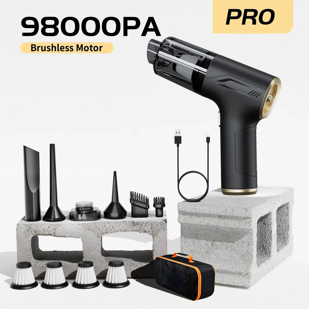 98000Pa Cordless Car Vacuum Cleaner Powerful Suction Handheld Portable Wireless Cleaning Machine Home Appliance Pro 4 HEPA Bag