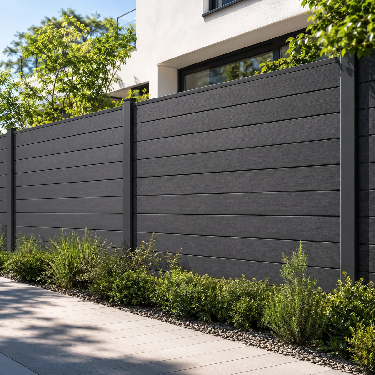 WPC Garden Fence Panel with Aluminum Frame UV Resistant Easy Installation