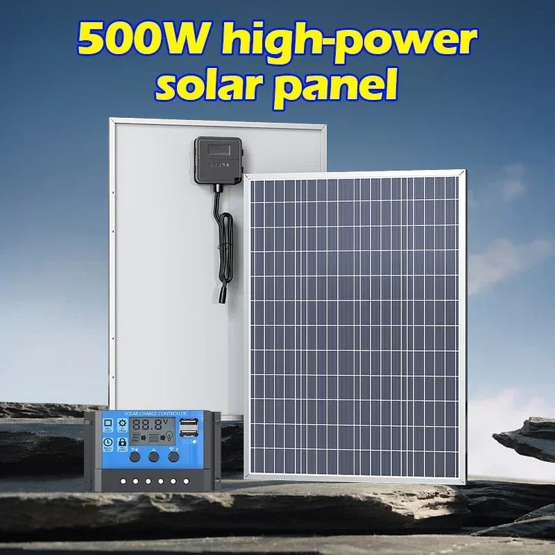 Solar Panel Kit 1000W 12V Portable Power System with Dual 100A Charge Controllers 2 Pack 39x32.5x1.8cm